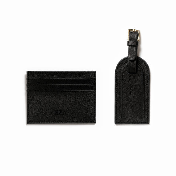 Saffiano bőr fekete kártyatartó + luggage tag