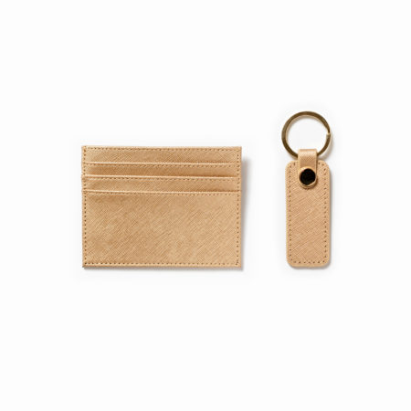 Saffiano bőr arany kártyatartó + kulcstartó