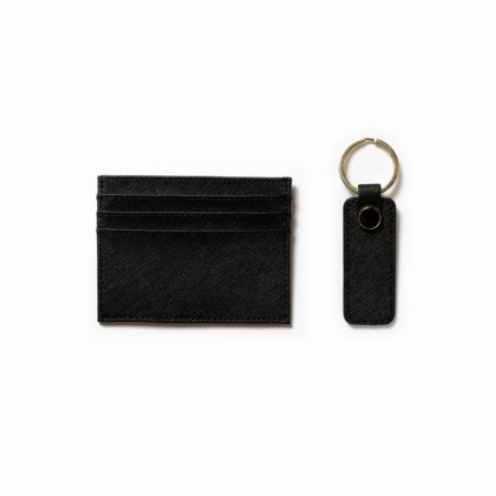 Saffiano bőr fekete kártyatartó + kulcstartó