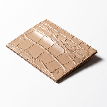 Croc bőr bézs kártyatartó