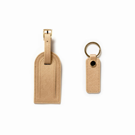 Saffiano bőr arany kulcstartó + luggage tag