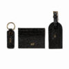 Saffiano bőr fekete kártyatartó + kulcstartó + luggage tag