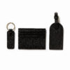 Saffiano bőr fekete kártyatartó + kulcstartó + luggage tag