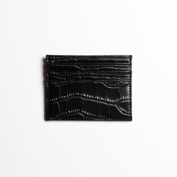 Croc bőr fekete kártyatartó
