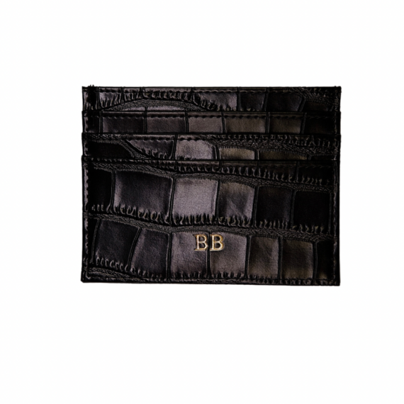 Croc bőr fekete kártyatartó